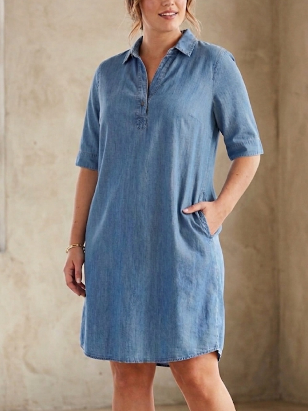 Chelsea + Theodore Tencel Chambray Dress Size M